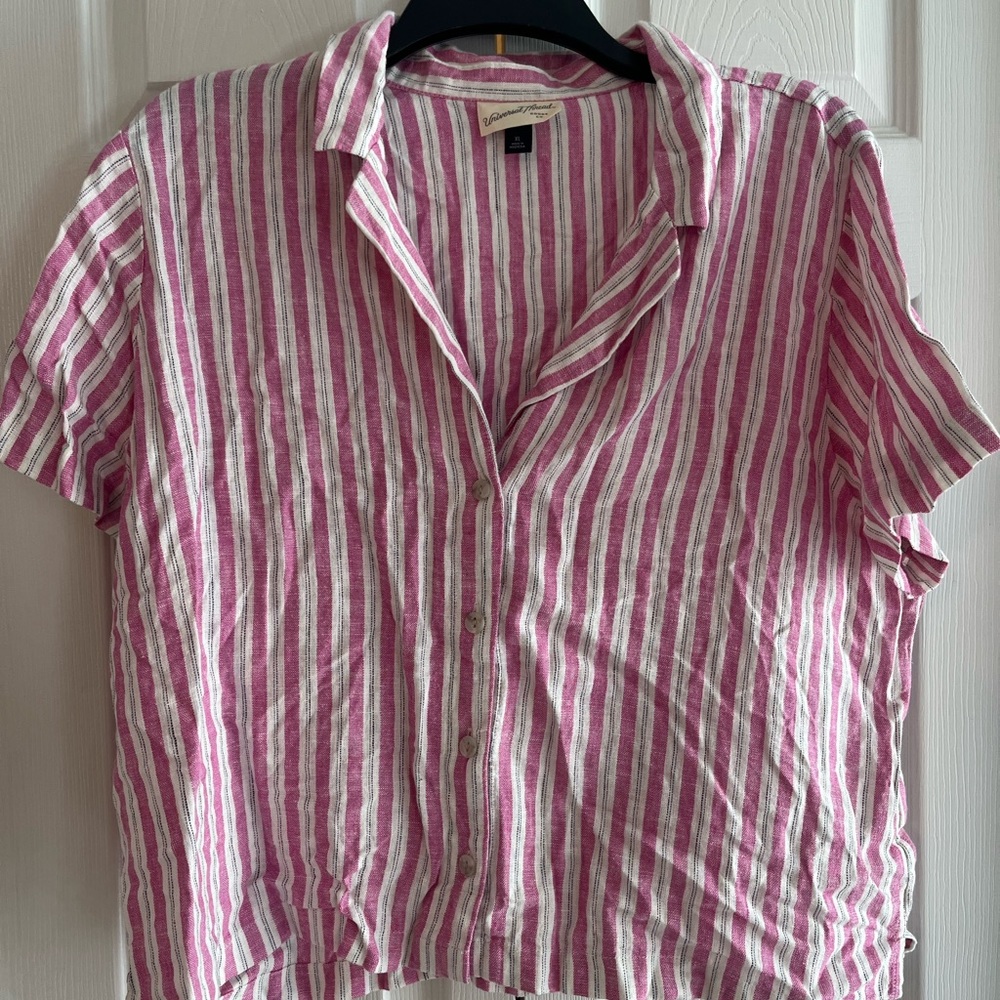 Universal Thread Pink and White Striped Shirt, linen